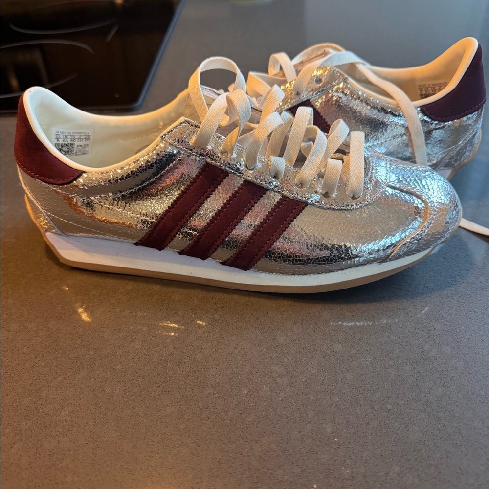 Adidas Country Low Top Silver and Burgundy Women's Shoes
